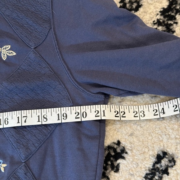 Vintage 90s Embroidered Floral Sweatshirt shoulder pads Med - Picture 5 of 7